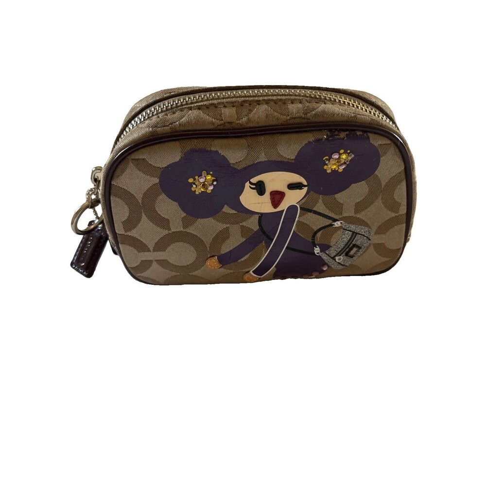 Coach Poppy Chan Violette Japanese Rare Signature C Purple Cosmetic Makeup Bag